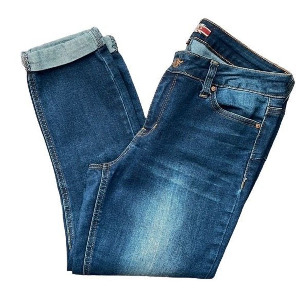 Makers Of True Originals Cropped Denim Stretch Jeans Mid Rise Size 29/8 Dark Rin